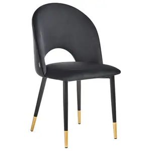 Set of 2 Dining Chairs MAGALIA Velvet Black