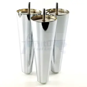 4 Replacment Metal Legs 180mm High Round Tapered Chrome Feet M8 Couch Chairs Sofa Footstool Bed