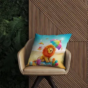 Lion On A Beach Holiday Outdoor Cushion 60cm x 60cm