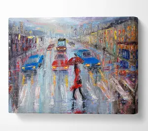 Walk In The Rain Canvas Print Wall Art - Medium 20 x 32 Inches