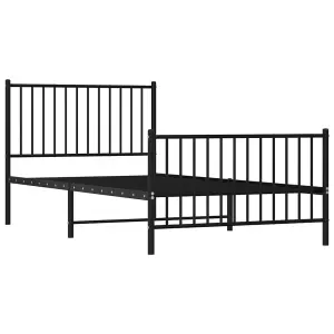 Berkfield Metal Bed Frame with Headboard and Footboard Black 100x200 cm