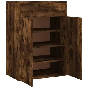 Berkfield Shoe Cabinet Smoked Oak 60x35x84 cm Engineered Wood