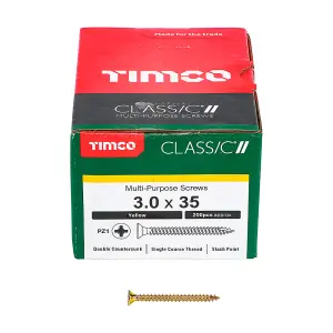 TIMCO Classic Multi-Purpose Countersunk Gold Woodscrews - 3.0 x 35 (200pcs)