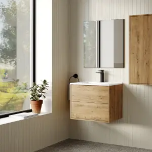 Banyetti Venti 600mm Wall Hung Vanity Unit with Basin - Ostippo Oak