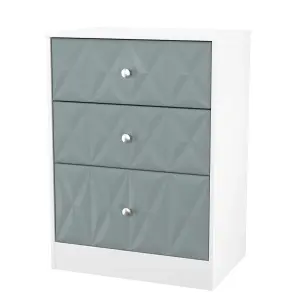 San Jose Ready assembled Duck egg blue & white 3 Drawer Chest (H)791mm (W)746mm (D)395mm