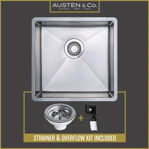 Austen & Co. Roma Stainless Steel Large Inset/Undermount Single Bowl Kitchen Sink. Lifetime Guarantee, Fast Delivery