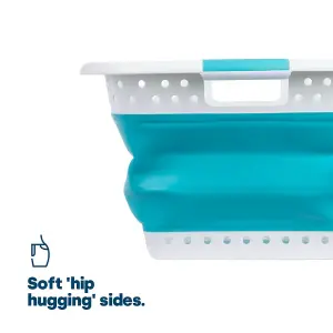 FOLDAWAY LAUNDRY BASKET - TURQUOISE