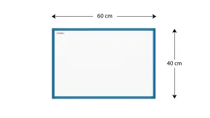 ALLboards Whiteboard dry erase magnetic surface, blue wooden frame 60x40 cm