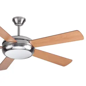 Luminosa Randy 5 Blade Ceiling Fan with Light 132cm Nickel