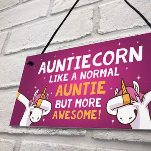 Red Ocean Funny Auntiecorn Plaque Auntie Unicorn Gifts Birthday Christmas Gift For Auntie Gifts From Niece Nephew