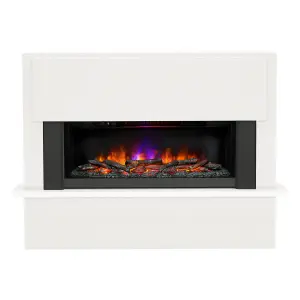 Be Modern Hanwell White Inset Electric Fire suite