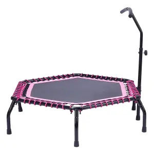 48in Bungee Cords Hexagonal Trampoline with Adjustable T-Bar Handle in Pink