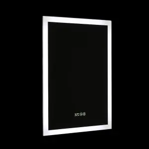 Anti-Fog Aluminum Dimmable LED Vanity Bathroom Mirror with Clock 50x70.5cm