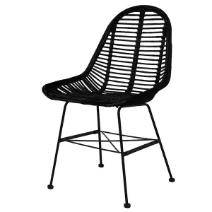 Berkfield Dining Chairs 6 pcs Black Natural Rattan