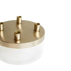 Metal Candle Holder with Glass Bowl Gold H9cm D20cm