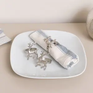 Melody Maison Set of 3 Silver Reindeer Napkin Rings