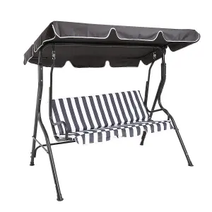 Charles Bentley 2-3 Seater Garden Patio Swing Seat Hammock Chair - Grey Striped