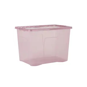 Wham Crystal 8 x 80L Plastic Storage Boxes with Lids. Large Size, Strong. Made in the UK Tint Dusky Orchid