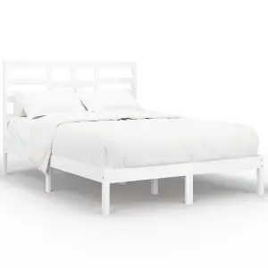 Berkfield Bed Frame White Solid Wood 120x200 cm