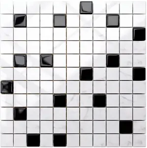 Glass mosaic on mesh for bathroom or kitchen 300mm x 300mm - Black Marble