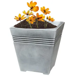 2x Home Garden Square Grey Venice Trough Planters For Flowers & Plants