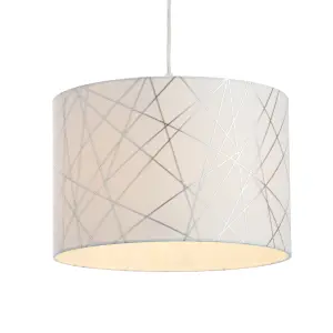 Carme White Silver effect Drum Light shade (D)30cm