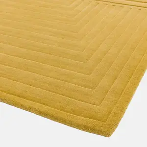 Yellow Wool Easy to clean Optical/ (3D) Handmade , Luxurious , Modern , Wool Rug for Living Room, Bedroom - 200cm X 290cm