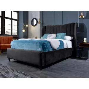 Carli Plush Velvet Steel Bed Frame