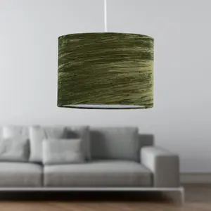 First Choice Lighting Modern Green Crushed Velvet 33cm Easy Fit Ceiling Light Shade Pendants