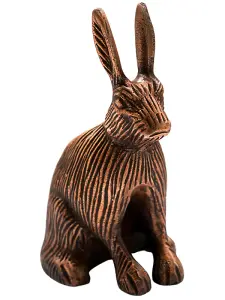 Cast Aluminium Hare Candle Holder - Aluminium - L9.5 x W10 x H18 cm - Antique Copper