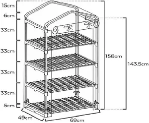 Premium 4 Tier Mini Greenhouse - W 51 x D 45 x H 130 cm