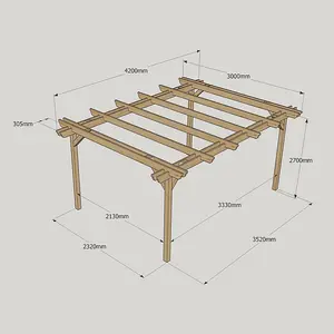 Double Garden Pergola - Wood - L300 x W420 x H270 cm - Light Green