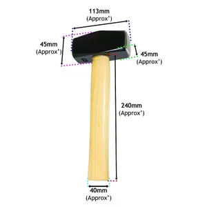 SPARES2GO Lump Club Sledge Hammer Heavy Duty Hickory Wood Shaft Hardened Steel Head Long Grip Handle (4lb / 2kg)