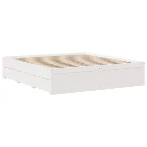 Berkfield Bed Frame without Mattress with Drawers White 180x200 cm Super King Solid Wood Pine