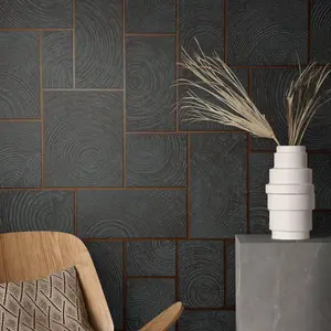 Galerie Natural Opulence Black & Rose Gold Wood Block Wallpaper Roll