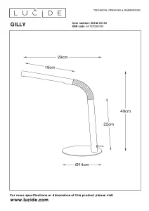 Lucide Gilly Modern Desk Lamp - LED - 1x3W 2700K - Black