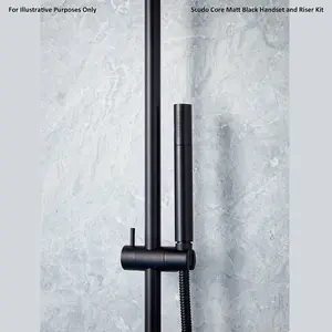 Apres Dual Function Concealed Shower Valve Matt Black - Complete Shower System - Fixed Head, Slide Rail and Handset - Matt Black