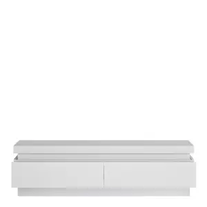 Lyon 2 drawer TV cabinet (including LED lighting) in White and High Gloss