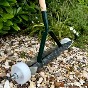 Lawn Aerator Scarifier with Handle, Effective Manual Lawn Grass Soil Maintenance, Hand Dethatching Rake, Garden Tool (Rolling)