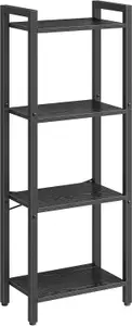 VASAGLE Bookshelf, 4-Tier Shelving Unit, Storage Rack for Home Office, Study, Living Room, Bedroom, Ebony Black and Ink Black