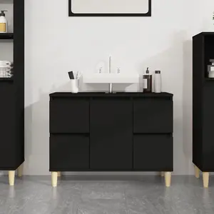 Berkfield Sink Cabinet Black 80x33x60 cm Engineered Wood