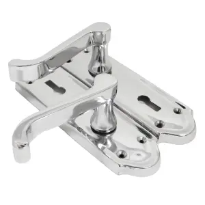 Ashford Door Handle Key Lock Scroll Lever - Chrome Key Lock Hinge Pack