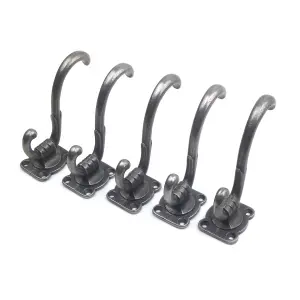 Oakcrafts - Antique Cast Iron Bricknell Coat Hook - Pack of 5 Hooks