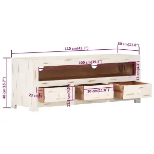 Berkfield TV Cabinet Solid Wood Acacia 110x30x40 cm White