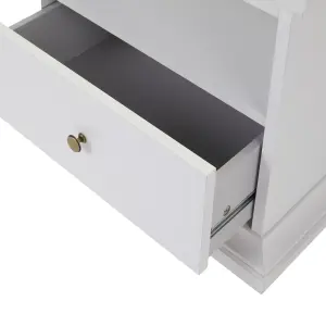 Paris White TV stand with 2 shelves, (H)50.7cm x (W)102cm x (D)41.6cm