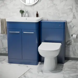 Nes Home 600mm Freestanding Vanity Unit with Basin, BTW Toilet, WC unit Royal Blue