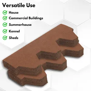 Premium Asphalt Roof Shingles 25 Pcs - Brown Hexagonal Roofing Felt 3 sqm - 31.5 x 12.4 Weatherproof, Heavy-Duty Roofing Material