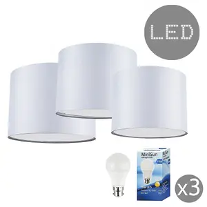 ValueLights Torbery Grey Ceiling Pendant Shade and B22 GLS LED 10W Warm White 3000K Bulb