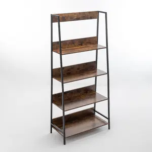 WestWood Bookcase Ladder Design 4 Tiers Storage Office Home Decor Brown Big Size