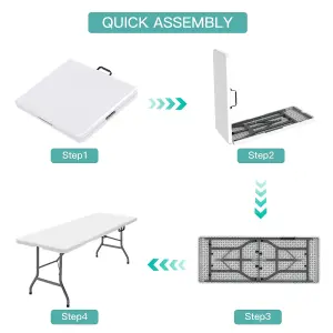 1.8M White Lightweight Folding Picnic Table